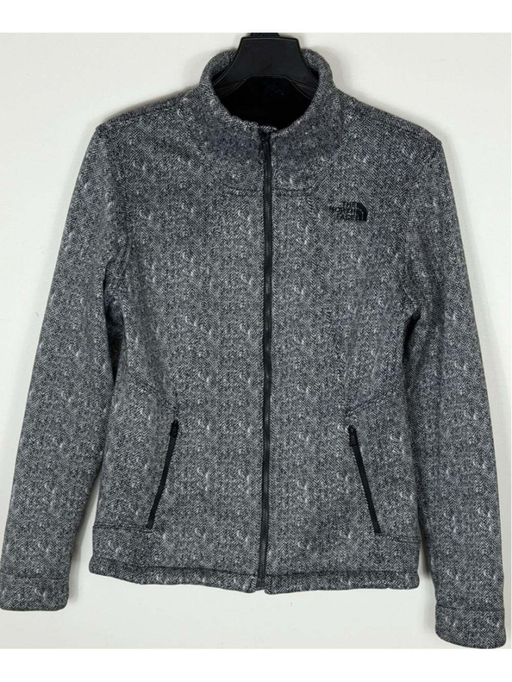 The North Face Apex Chromium Thermal Jacket Black Grey Herringbone Womens Small